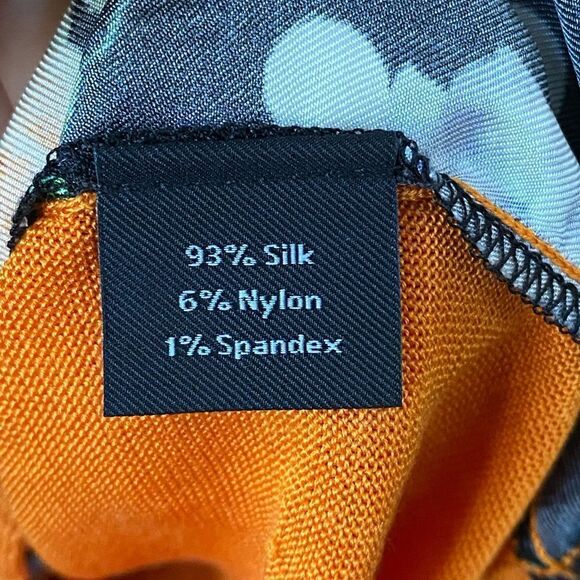 Rondina Orange Floral Scoop Neck Cardigan Sweater, Size S - Picture 5 of 6